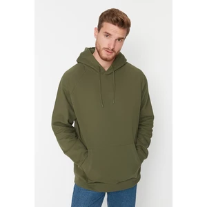 Trendyol Khaki Men's Basic Oversize Fit Hooded Raglan Sleeve Sweatshirt