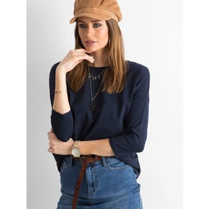 Basic blouse with 3/4 sleeves navy blue
