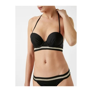 Koton Kobiet Czarny Brokat Band Szczegółowo Balconette Bikini Top