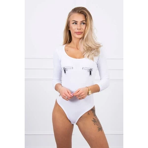 Body blouse with pistols print white