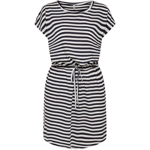 Blue-white striped short dress with tightening at the waist ONLY May - Women