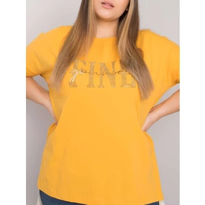 Yellow plus size blouse with Elena rhinestones