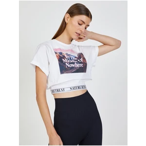 Bílý crop top s potiskem TALLY WEiJL - Dámské