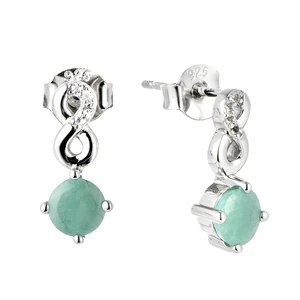 Brilio Silver Slušivé stříbrné visací náušnice se smaragdy Precious Stone SE09088D