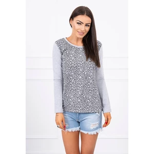 A blouse with imprinted gray