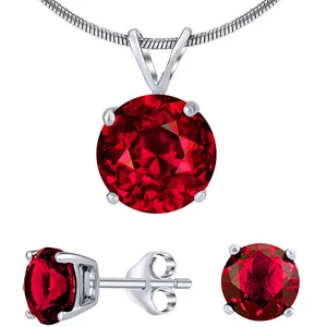 Silvego Strieborný set šperkov s červeným krištáľom JJJS7RR1 (náušnice, prívesok)