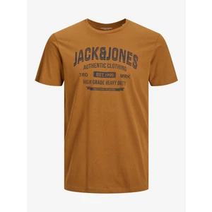 Hnědé tričko Jack & Jones Jeans - Pánské