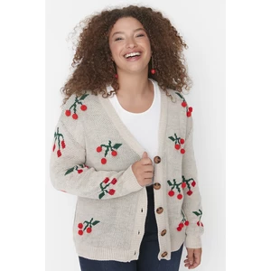 Trendyol Curve Plus Size Cardigan - Beige - Relaxed fit