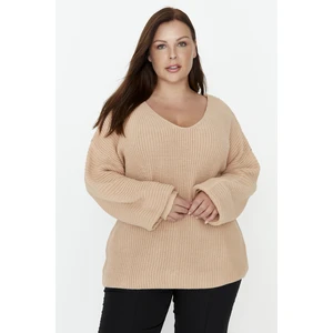 Trendyol Curve Plus Size Sweater - Beige - Regular fit