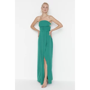 Trendyol Emerald Green Ruffle Detailed Evening Dress & Graduation Dress