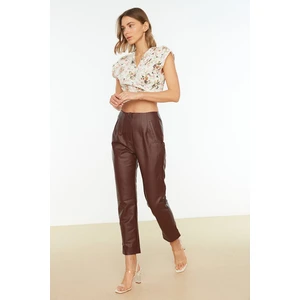 Trendyol Burgundy Faux Leather Trousers