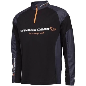 Savage Gear Koszulka Tournament Gear Shirt 1/2 Zip Black Ink S