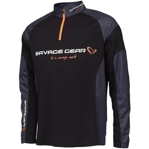 Savage Gear Koszulka Tournament Gear Shirt 1/2 Zip Black Ink S