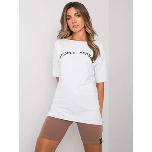 Women's white cotton blouse with the inscription