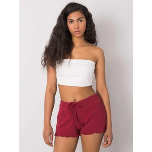RUE PARIS Burgundy ribbed shorts