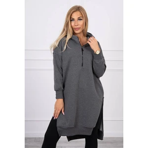 Insulated sweatshirt with slits on the sides graphite