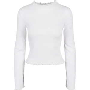 Women's ribbed turtleneck with long sleeves white