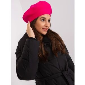 Dark pink smooth knitted beret
