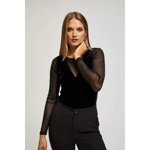 Blouse with openwork sleeves