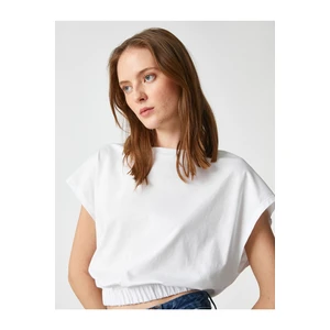 Koton Crop T-Shirt with Elastic Waist Batteries Collar Cotton