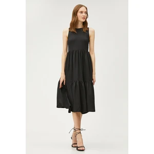 Koton Tiered Midi Length Dress Sleeveless Round Neck