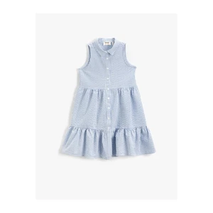 Koton Dress Midi Sleeveless Shirt Collar Tiered With Buttons