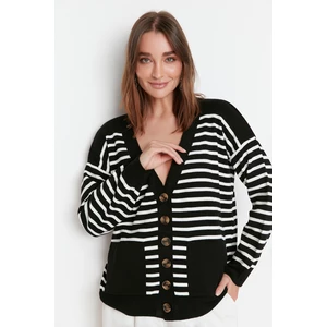 Trendyol Black Midi Striped Knitwear Cardigan