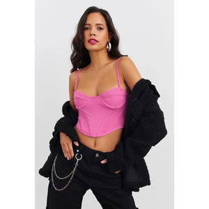 Cool & Sexy Women's Pink Underwire Crop Blouse
