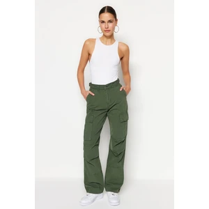 Trendyol Khaki Regular Waist Denim Pants with Cargo Pocket, Ribstop Parachute