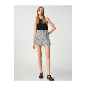 Koton Shorts Skirt with Belted Waist and Patterned Ruffles.