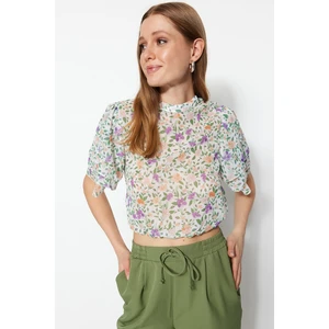 Trendyol White Woven Floral Pattern Blouse