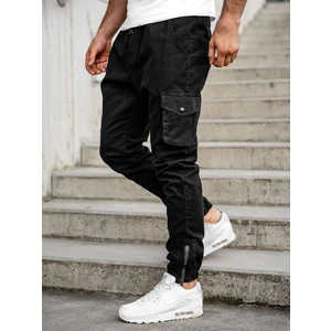 Pantaloni cargo joggers negri Bolf 0705