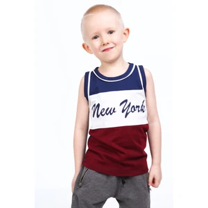 Boys' dark blue T-shirt with straps