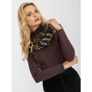 Khaki women's scarf with prints