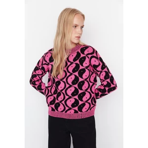 Trendyol Fuchsia Jacquard Knitwear Sweater