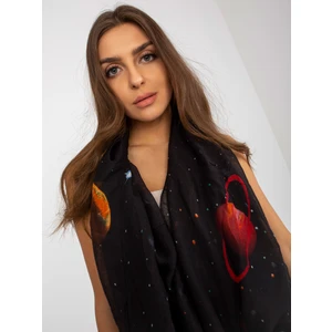 Lady's black scarf with print