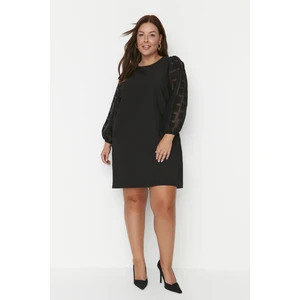 Trendyol Curve Black Sleeve Detailed Pocket Woven Dress