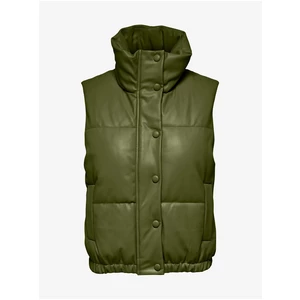 Khaki quilted leatherette vest JDY Lucy - Ladies