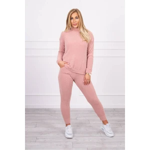 Alpaca sweater set two-piece dark powdered pink