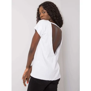 White blouse with a neckline at the back