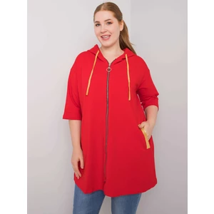 Women's red plus size sweatshirt with zip fastening