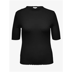 Černé dámské žebrované tričko ONLY CARMAKOMA Ally - Dámské