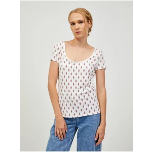 Pink-cream patterned T-shirt ORSAY - Women