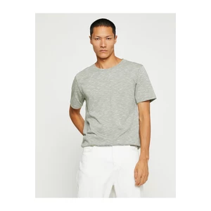 Koton Basic Marked T-shirt with a Crew Neck Slim Fit