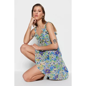 Trendyol Lilac A-Line Mini Woven Lined, Frilled Floral Dress