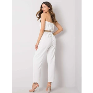 RUE PARIS Ecru jumpsuit with belt