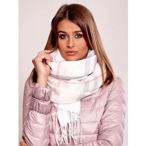 Women's checkered scarf, light pink