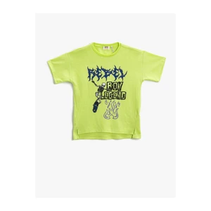 Koton Printed Short Sleeve Crew Neck T-Shirt Textured