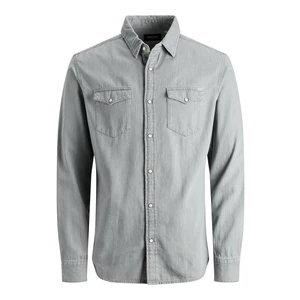 Jack&Jones Pánská košile JJESHERIDAN Slim Fit 12138115 Light Grey Denim M