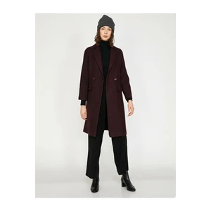 Koton Coat - Burgundy - Double-breasted